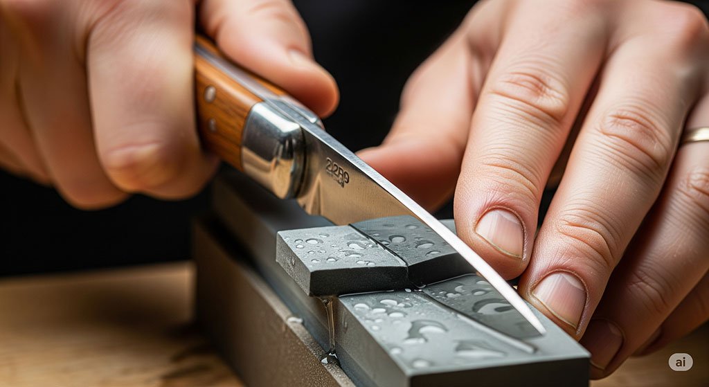 How to sharpen a pocket knife with a whetstone