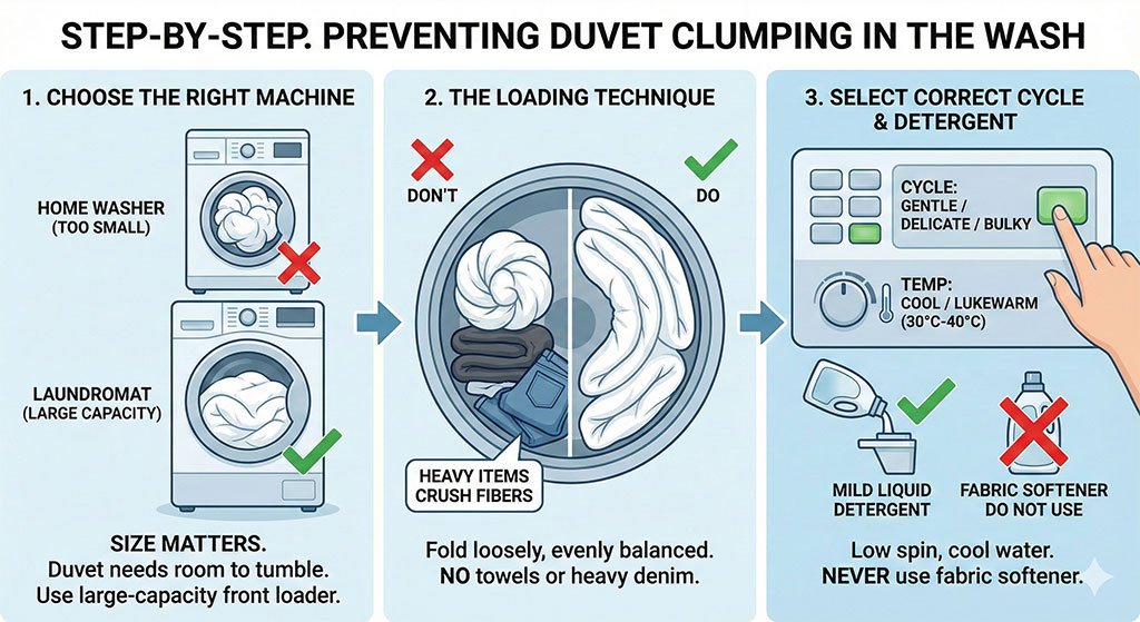 Step by Step - How to Prevent Duvet Clumping in the Wash