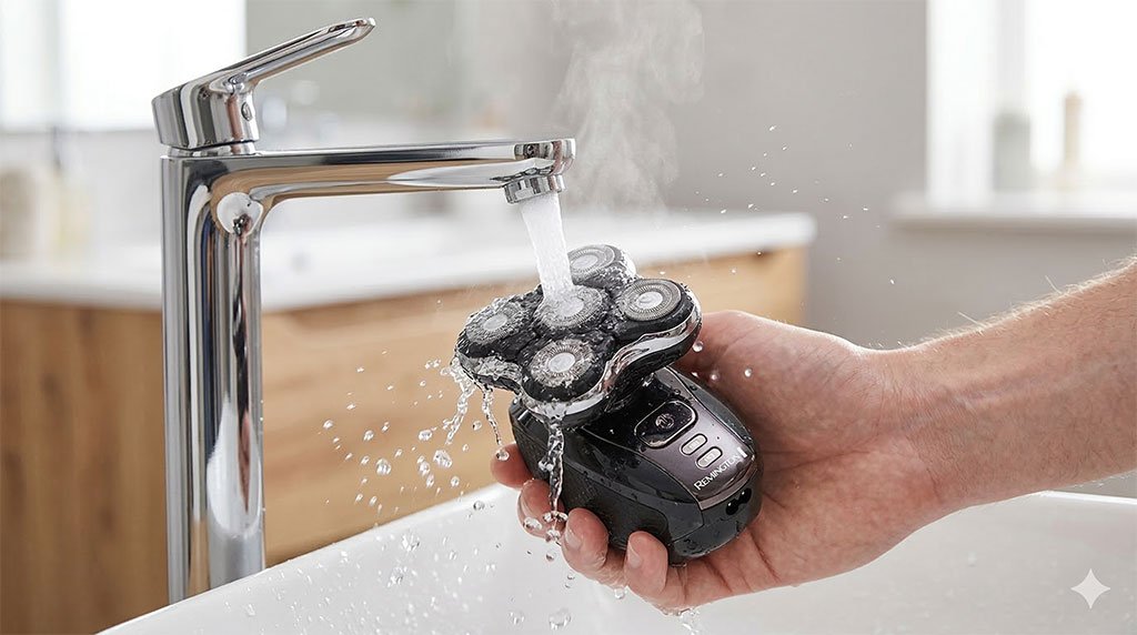 Keeps the Sink Spotless - Remington balder pro head shaver
