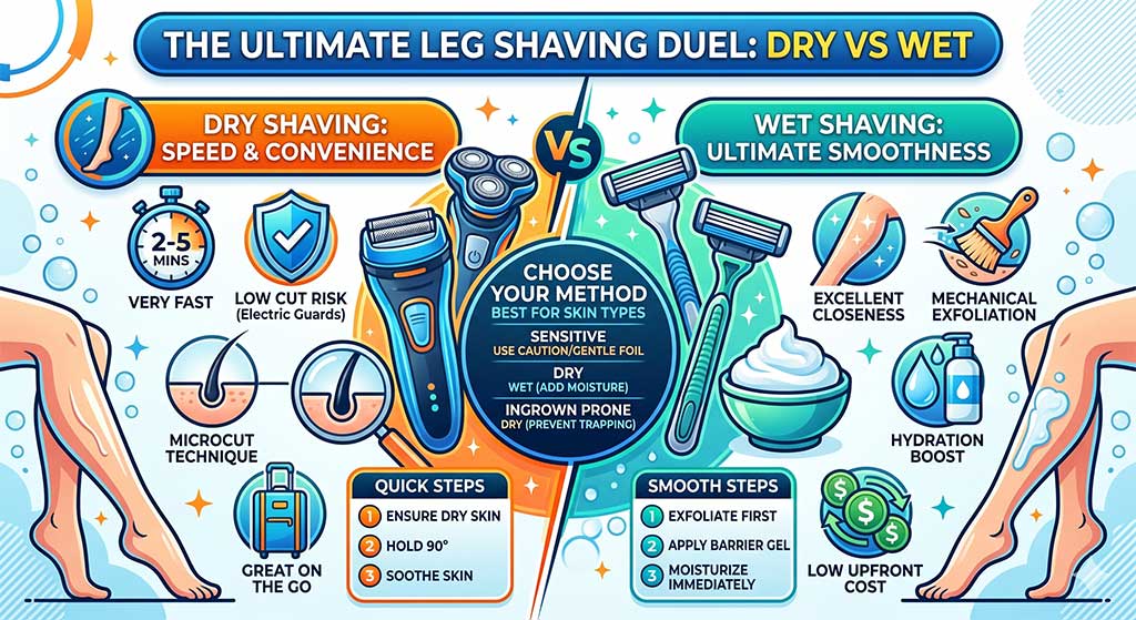 Dry Shaving vs Wet Shaving Legs-Infographic