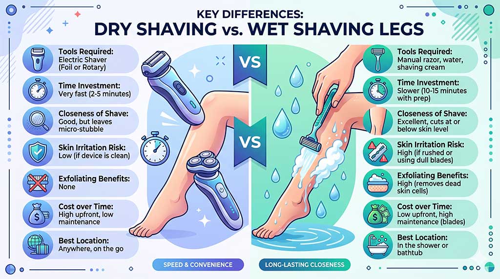 Dry Shaving vs Wet Shaving Legs Key Differences